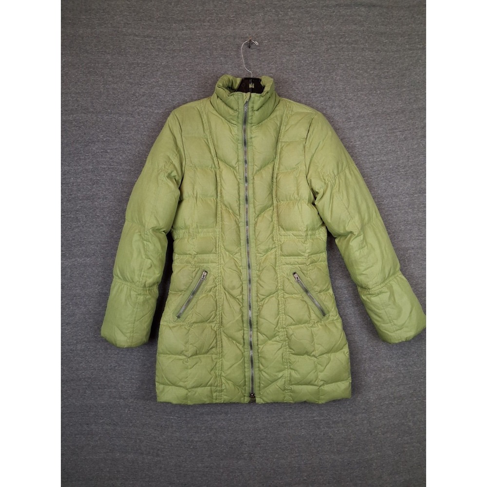 Prana Womens Coat Medium Green Goose Down Puffer Outdoor Classic Read